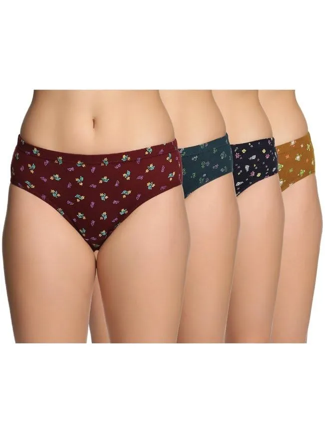 Women's 100% Pure Cotton Panty - Soft, Comfortable & Skin-Friendly | Lux Panty for Everyday Comfort (Pack of 4) (Color & Print May Vary) (S)