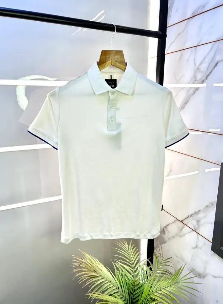 Boss x Porsche Edition White Collar Neck Premium Polo T-shirt F1829-WH