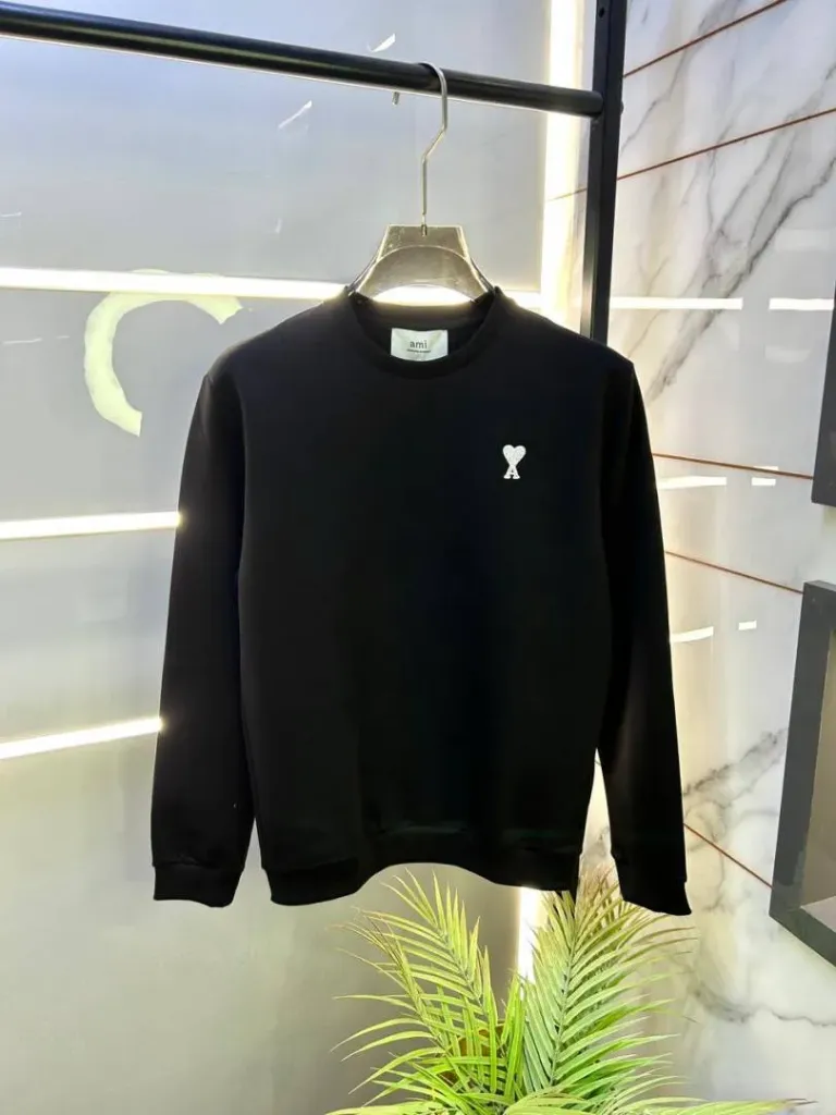 Ami Logo Imported Black Super Premium Sweatshirts F3232-B2