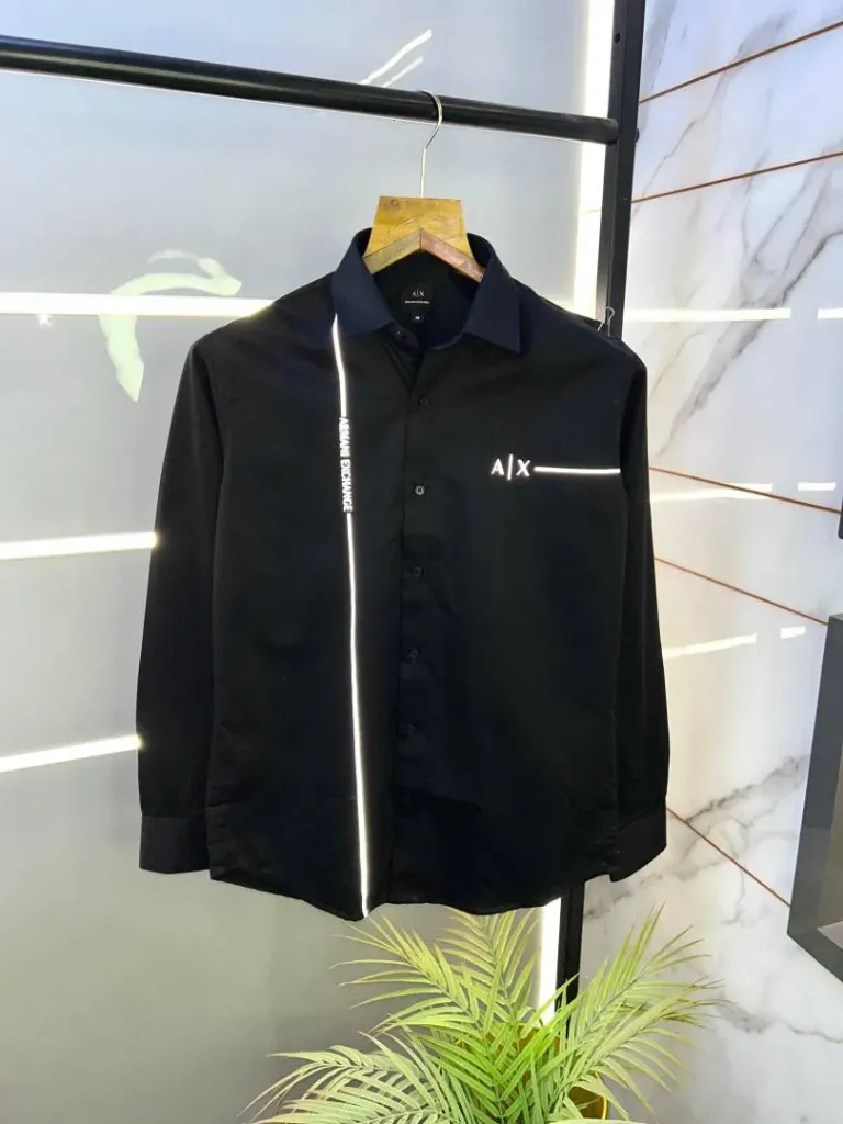 Arman_i Exchange Reflective Black Premium Shirt With Brand Box Packing And Carry Bag F653-BL