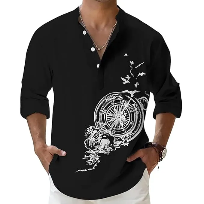 DEELMO Men's Cotton Blend Mandarin Collar Self One Design Full Sleeve Casual Short Kurta (S)