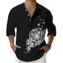 DEELMO Men's Cotton Blend Mandarin Collar Self One Design Full Sleeve Casual Short Kurta