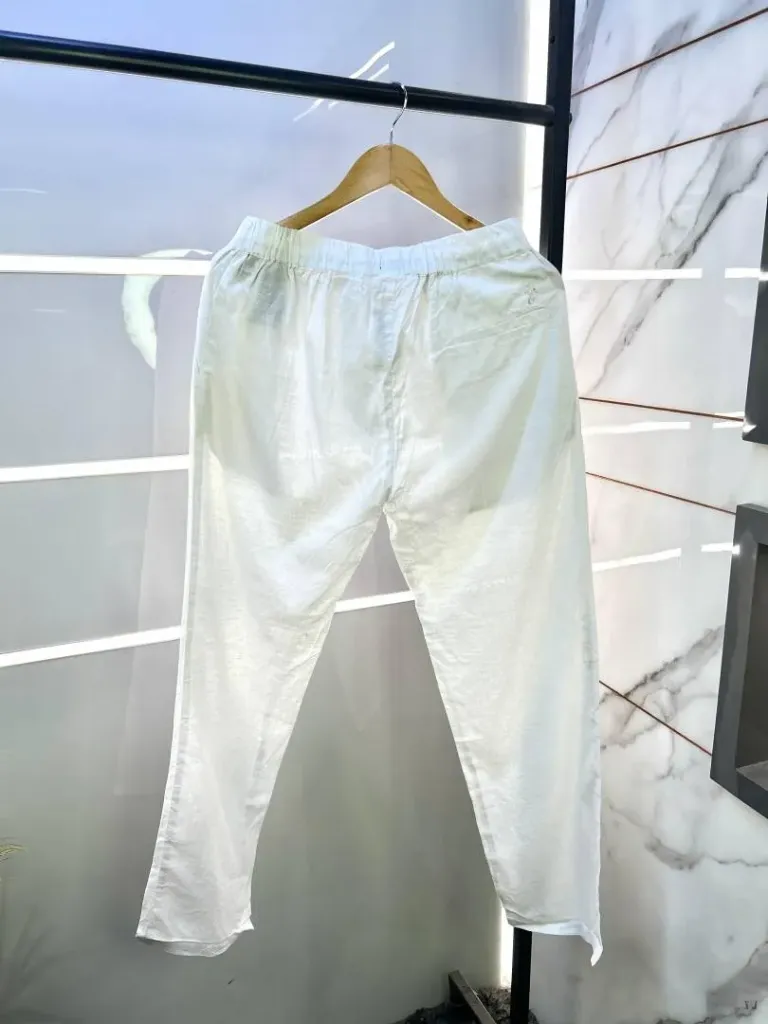 Ralph_Lauren Polo White Classic Linen Super Premium Trouser F2769-WH