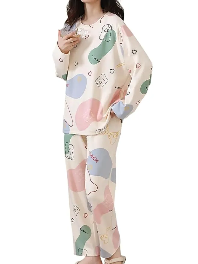 Women Pajama Set (Brown, S)