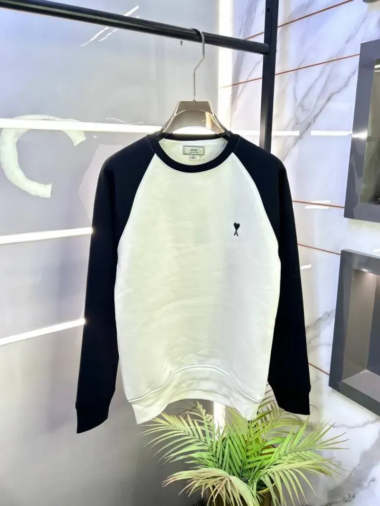 Ami Logo Imported White Super Premium Sweatshirts F3292-WH