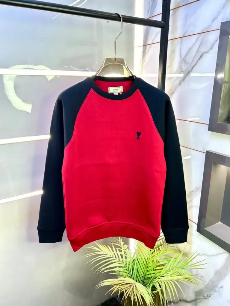 Ami Logo Imported Red Super Premium Sweatshirts F3292-RE