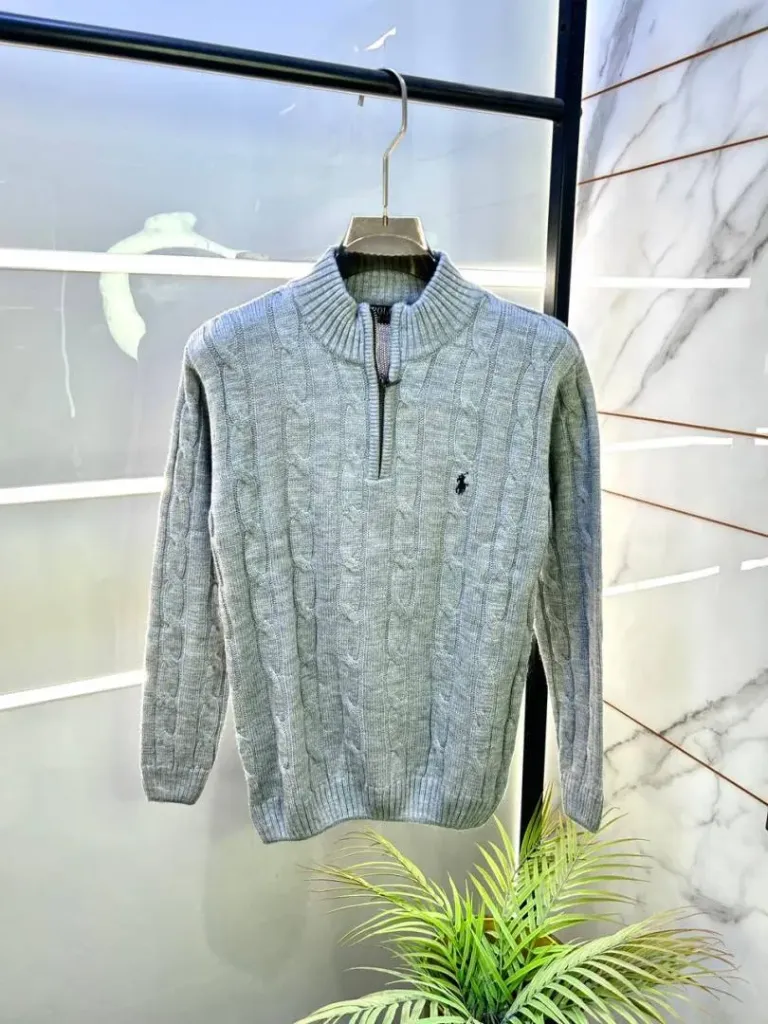 Ralph_Lauren Grey Imported knitted Super Premium Pullovers F3330-GY