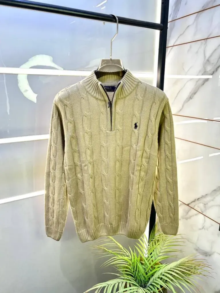 Ralph_Lauren Beige Imported knitted Super Premium Pullovers F3330-BE