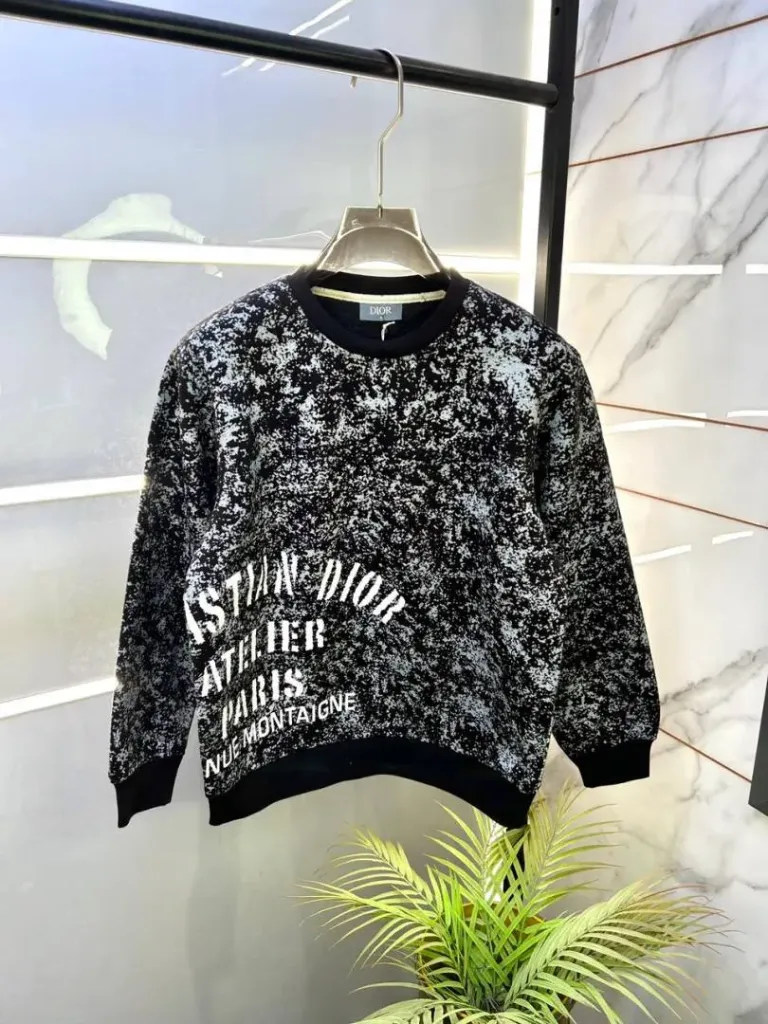 Christian Dio r Imported Allover Print Premium Black Sweatshirts F3344-B1