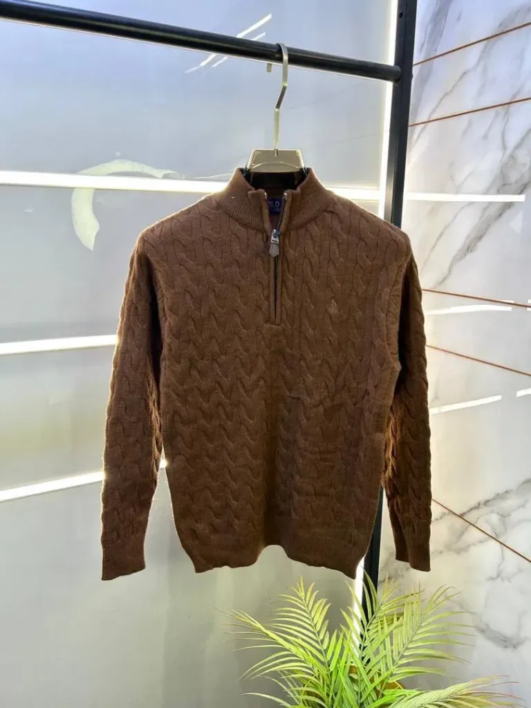 Ralph_Lauren Brown Imported knitted Super Premium Pullovers F3281-BR