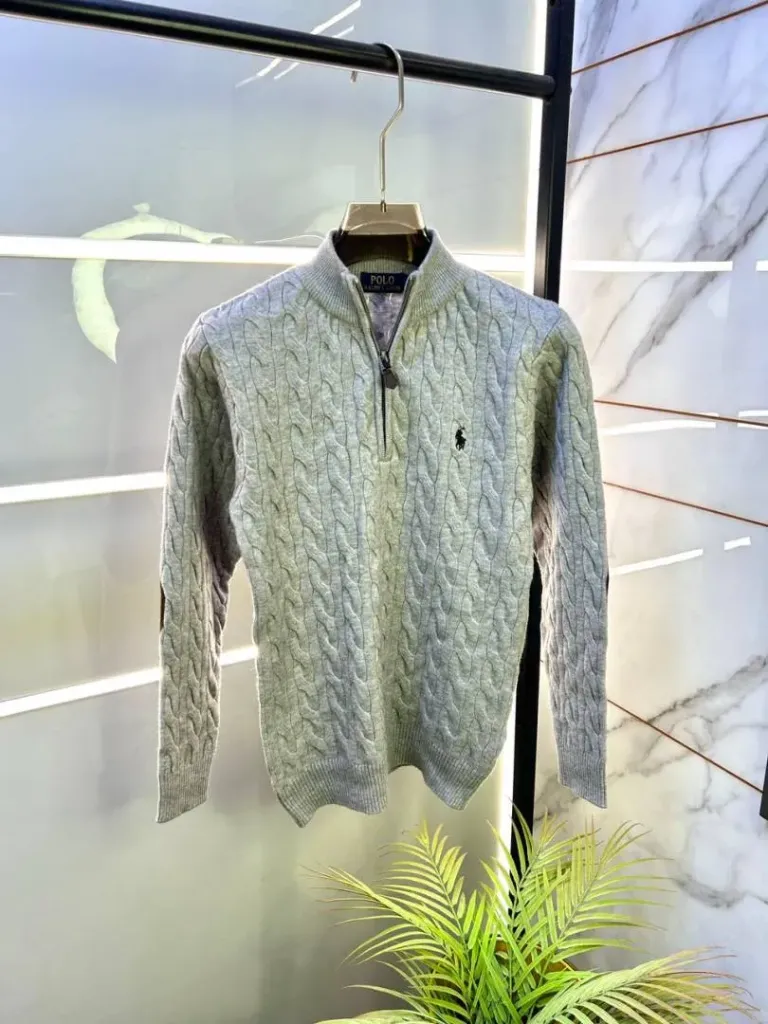 Ralph_Lauren Grey Imported knitted Super Premium Pullovers F3281-GY