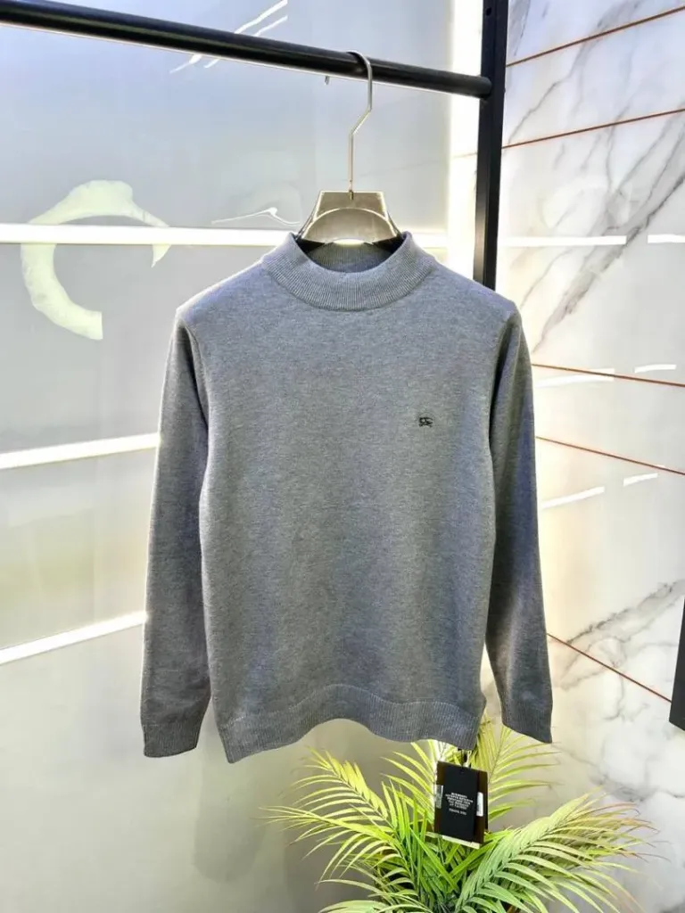 Burberr y Grey Imported High Neck Premium Pullovers F3307-GY