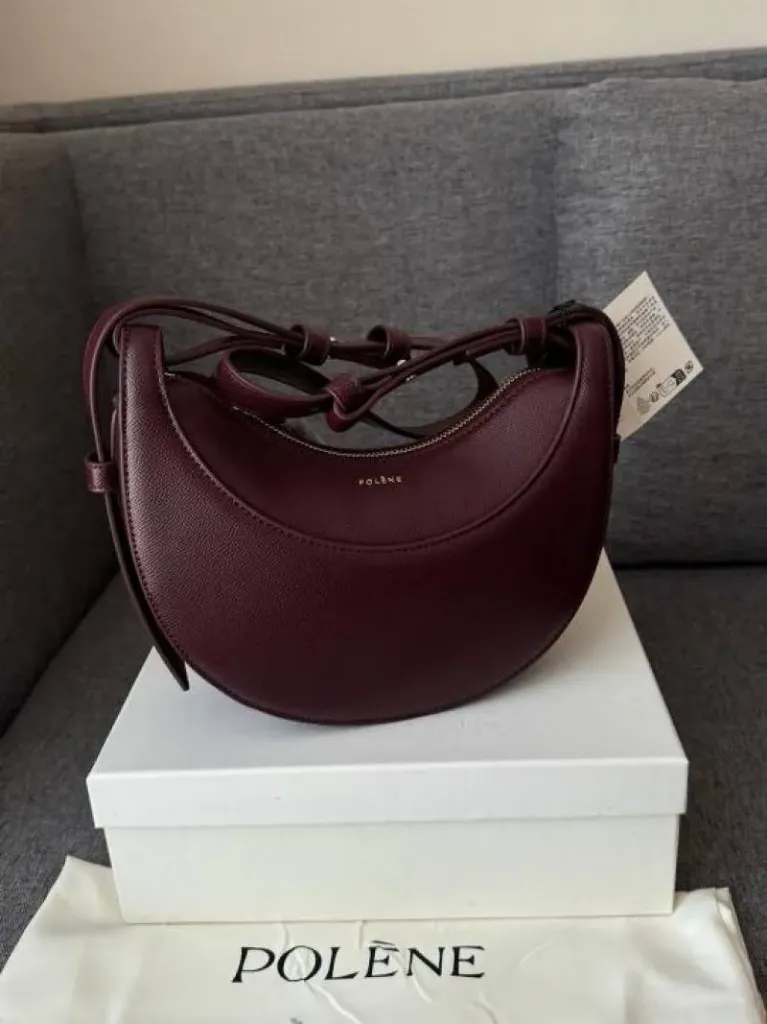 Polene Numero Dix Leather Shoulder Bag With Box And Dust Bag (Wine-LW6521)