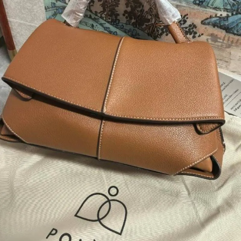 Polene Numero Un Leather Top-Handle Bag (Brown-P06394)