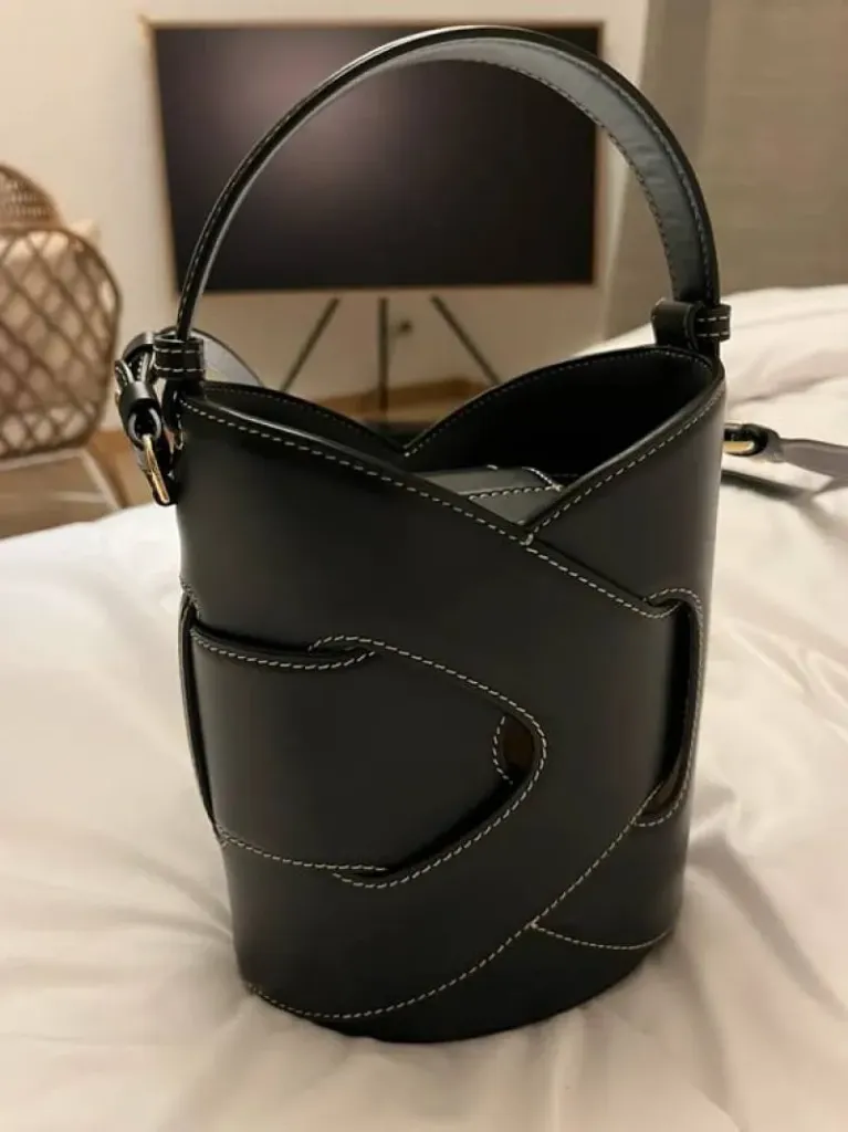 Polene Numero Un Mini Leather Bucket Bag (Black-LW2818)