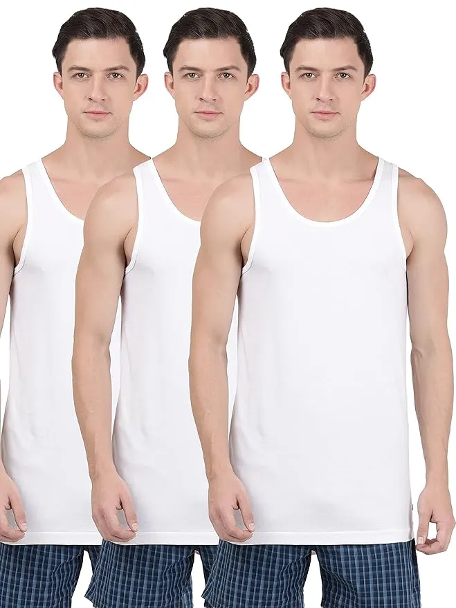 Jockey 8820 Men's Super Combed Cotton Round Neck Sleeveless Vest with Extended Length for Easy Tuck (Pack of 3) (S)